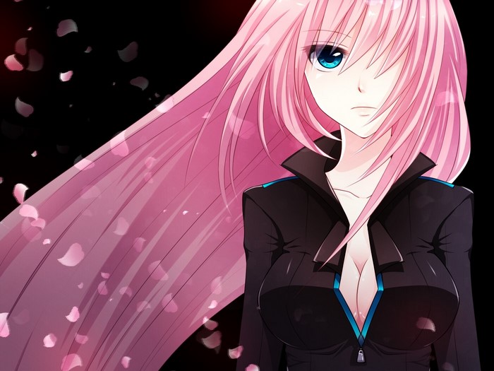 Megurine Luka with pink hair and blue eyes