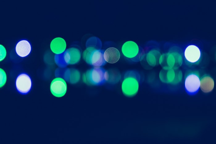 Bokeh lights in blue and green