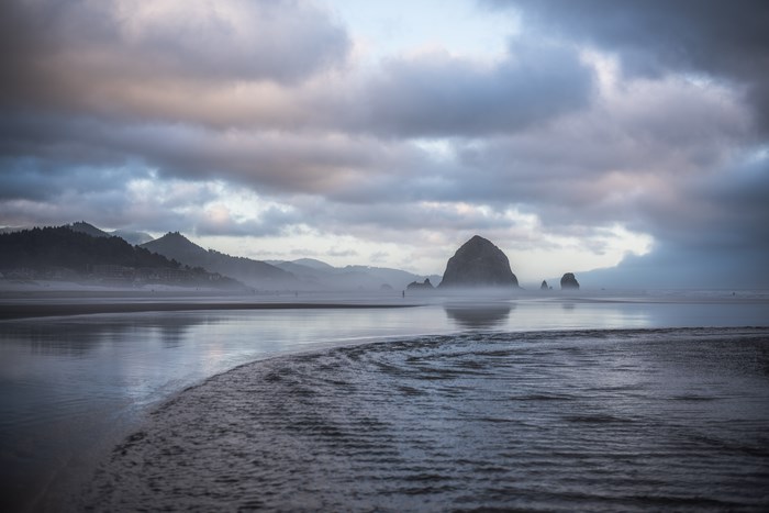 Haystack Rock at Cannon Beach during Dusk