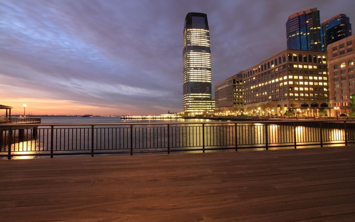 Jersey City waterfront at dusk