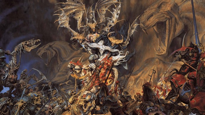 Undead army with demons and skeletons battling