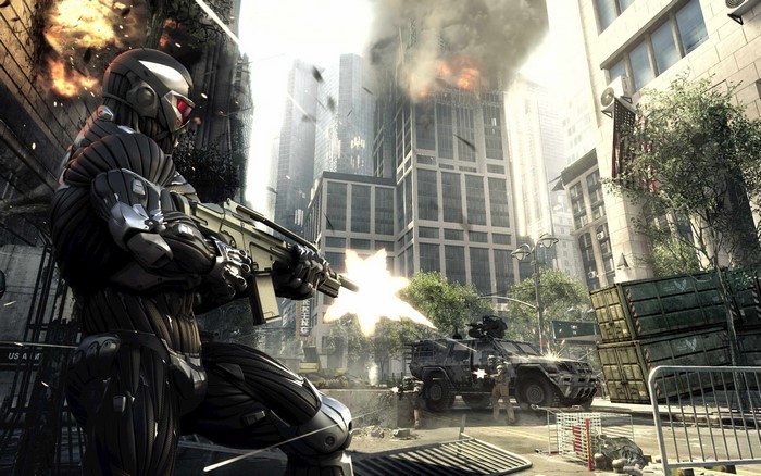 Prophet from Crysis in a city battle