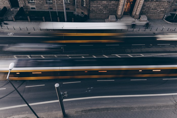 Long exposure of a tram in Berlin