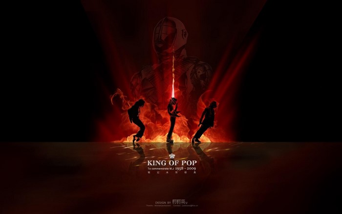 Michael Jackson Silhouette Dance with Fiery Background
