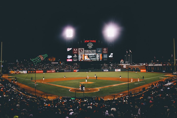 AT&T Park San Francisco Giants baseball game at night