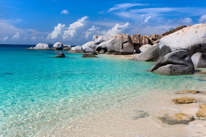 Tropical Coast with Clear Blue Water and Stones