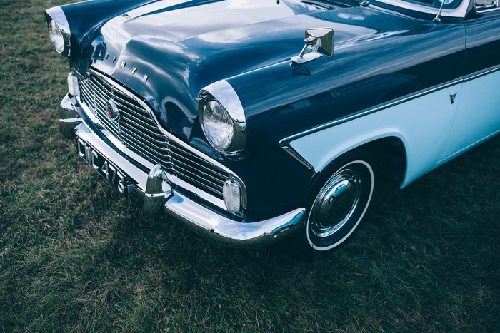 Vintage Ford Zephyr car with chrome details