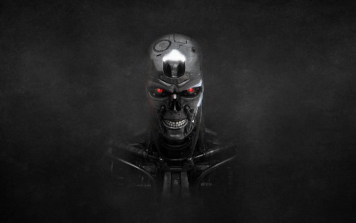 Terminator T-800 Endoskeleton with red eyes