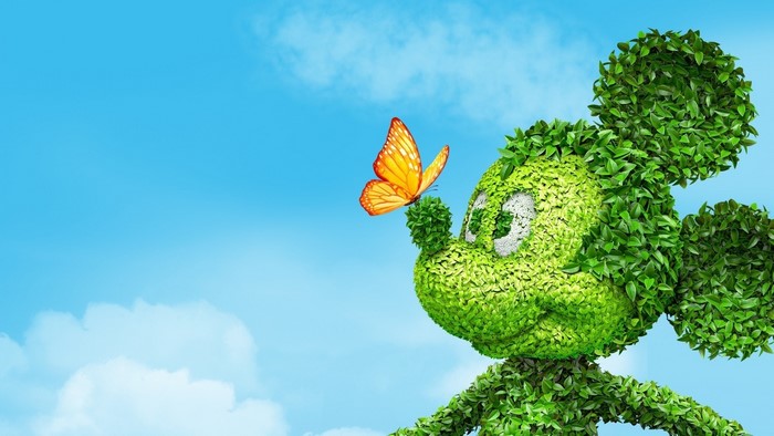 Mickey Mouse topiary with a butterfly