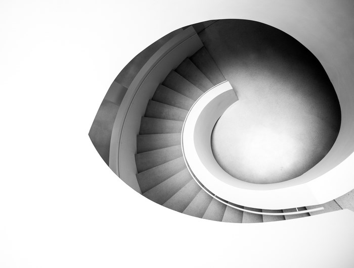 Modern Spiral Staircase in Black and White