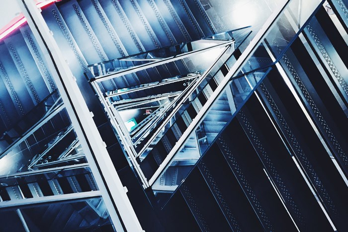 Modern Staircase Architecture with Metal and Glass