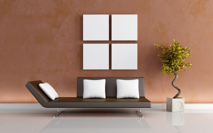 Modern living room with sofa and plant