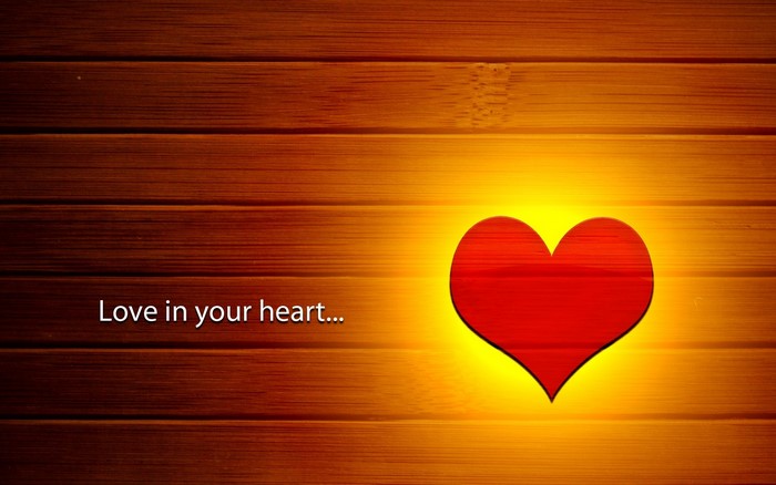 Red heart with text "Love in your heart..."