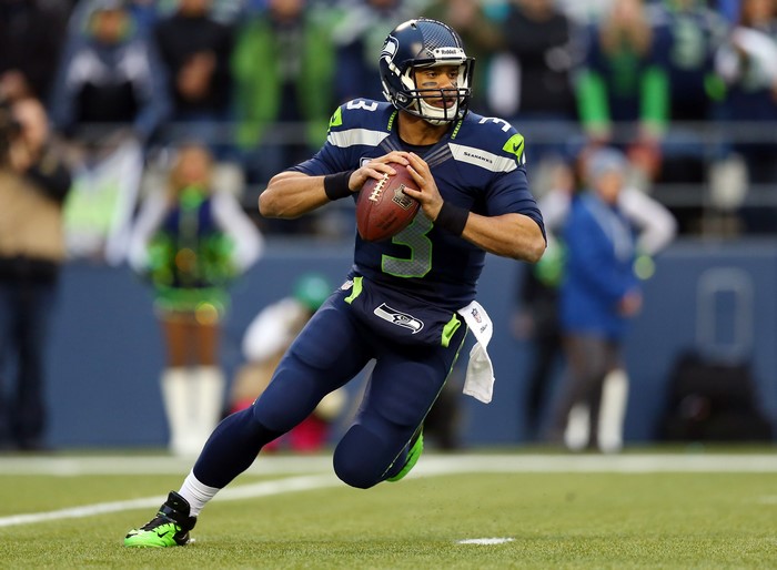 Russell Wilson from Seattle Seahawks throwing a football