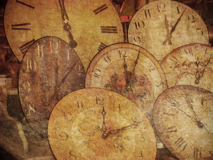 Antique Clocks with Roman Numerals and Floral Designs