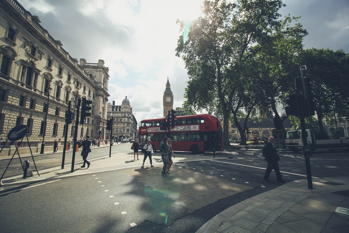 Big Ben and a red double-decker bus in London