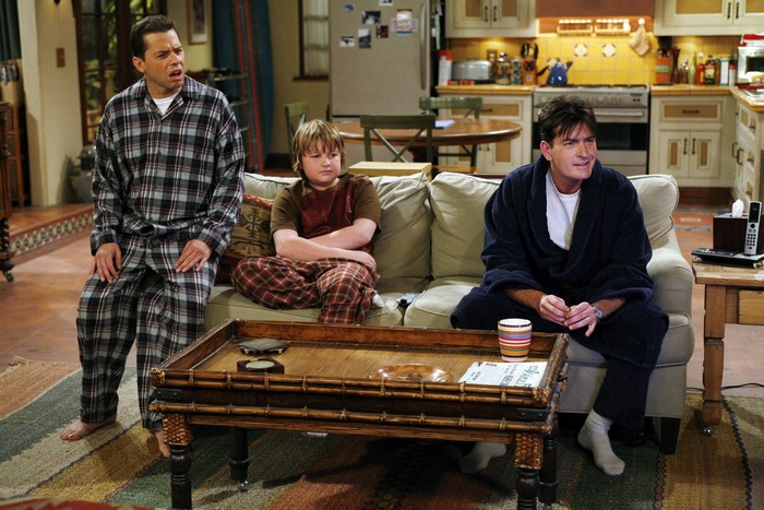Charlie Sheen, Jon Cryer, and Angus T. Jones in Two and a Half Men