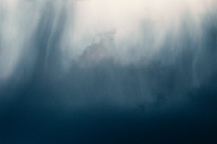 Dark clouds in the evening sky