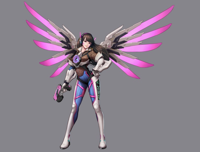 D.Va from Overwatch with Mercy's wings