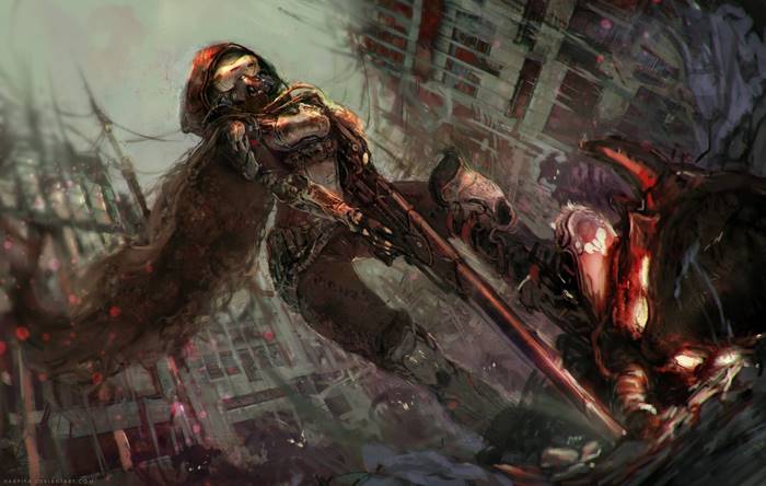 Destiny 2 warrior with a rifle and a creature