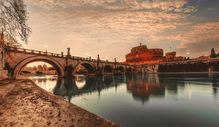 Castel Sant'Angelo and Ponte Sant'Angelo at Sunset