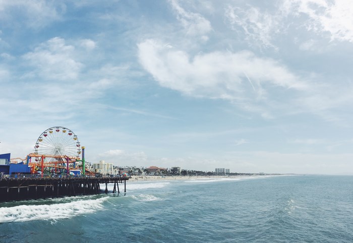Santa Monica Pier with Ferris Wheel and Ocean