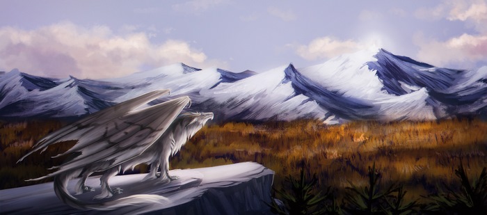 dragon, landscape, fantasy, artist, mountain, artwork, digital art, hd ...