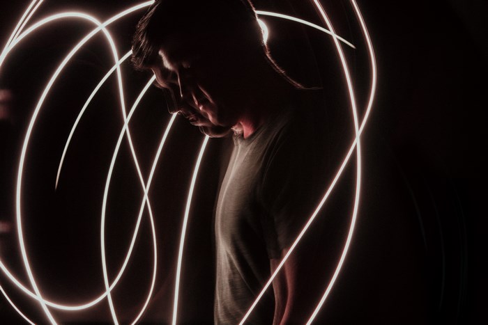 Man in light painting portrait