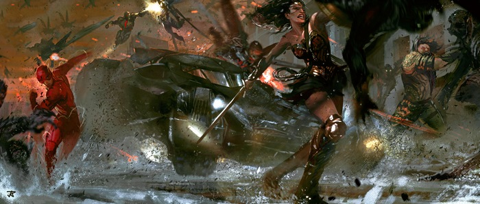 Justice League: Flash and Wonder Woman in battle 4K