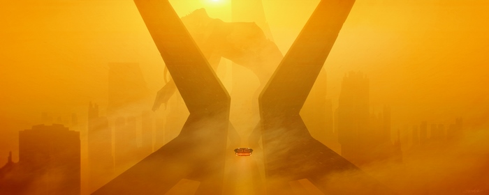 Blade Runner 2049 concept art with flying vehicle