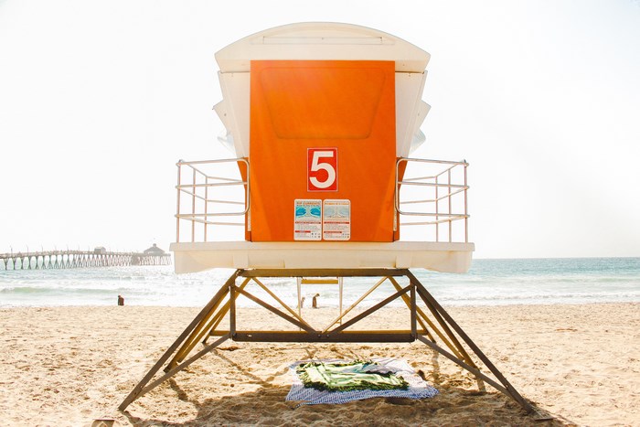 Lifeguard Tower Number 5 on a Sandy Beach