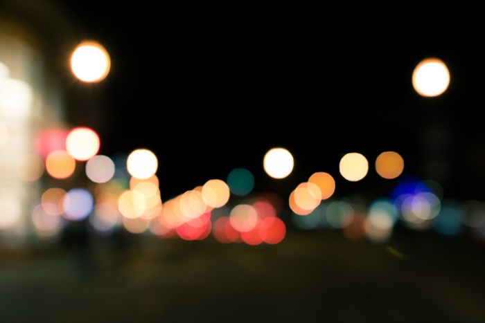 Bokeh lights in a city at night