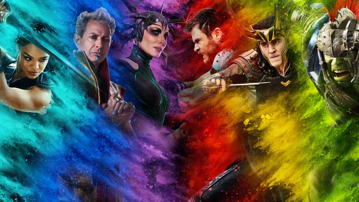 Thor Ragnarok: Thor, Hulk, Loki, Hela, Valkyrie, and Grandmaster