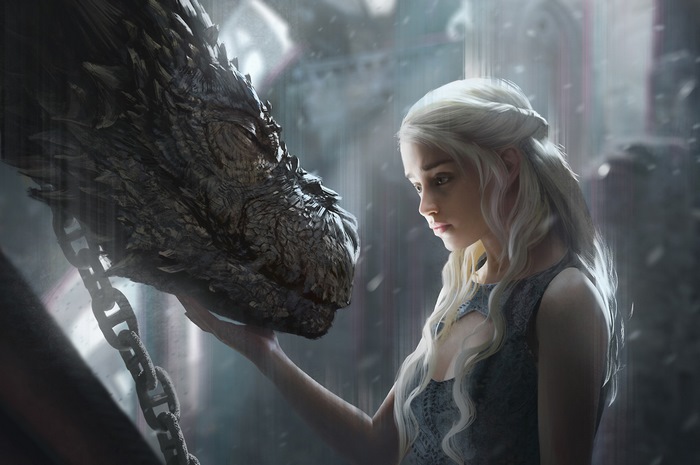 Daenerys Targaryen and Dragon from Game of Thrones Artwork