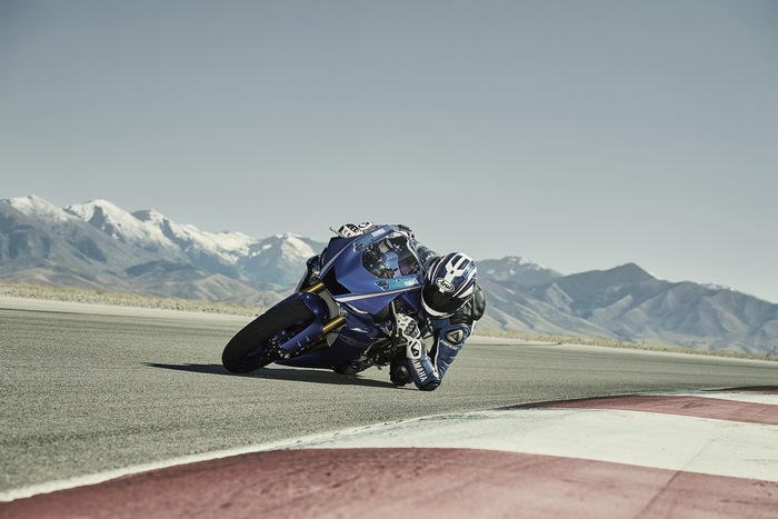 Yamaha R6 motorcycle on a race track
