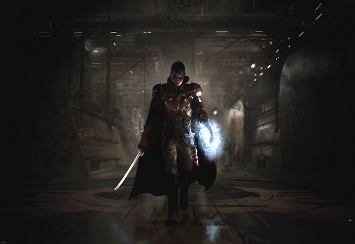 The Technomancer warrior with sword and magic