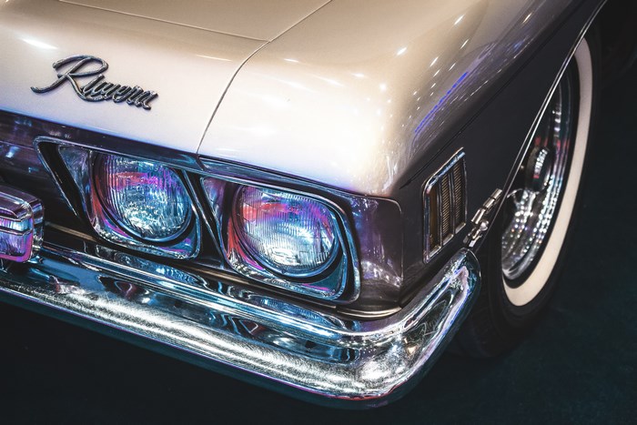 Close-up of a vintage Buick Riviera car front