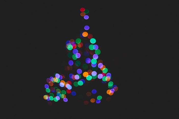 Bokeh Christmas Lights in a Tree Shape