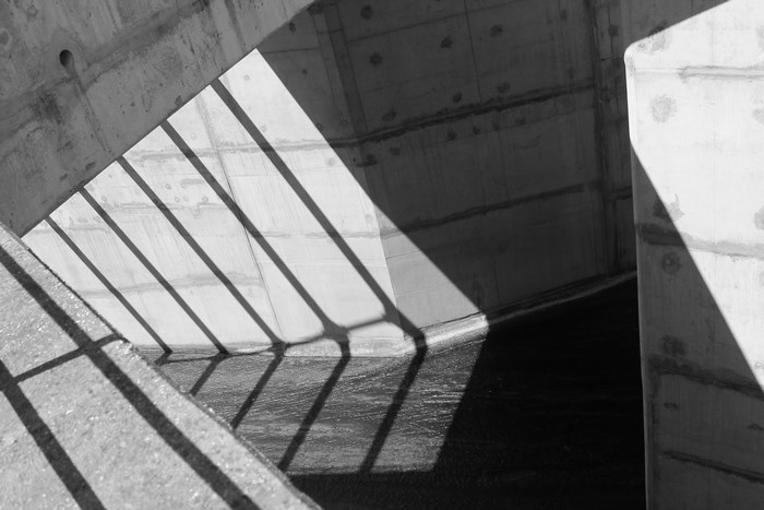 Abstract geometric shadows on concrete structures