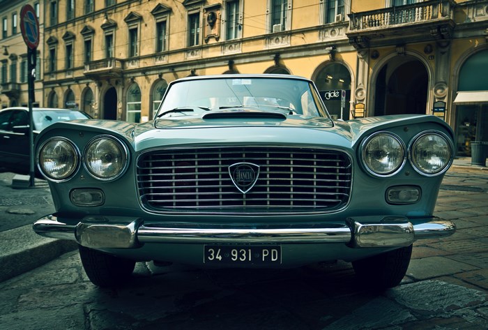 Lancia classic car on a European street