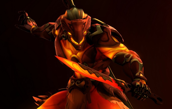 Genji from Overwatch with fiery sword
