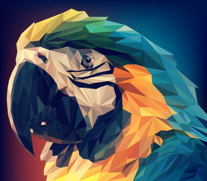 Low poly parrot artwork