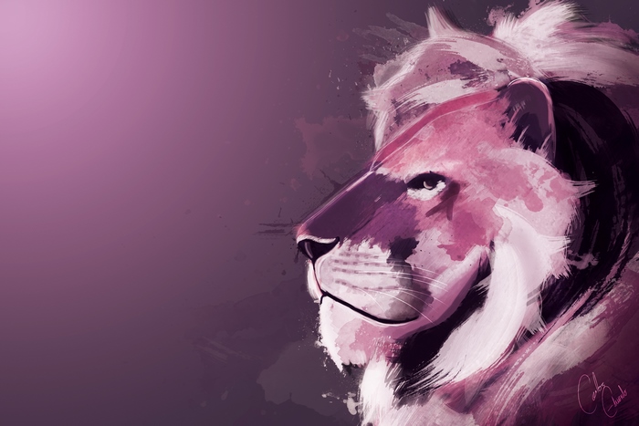 Digital artwork of a lion's head
