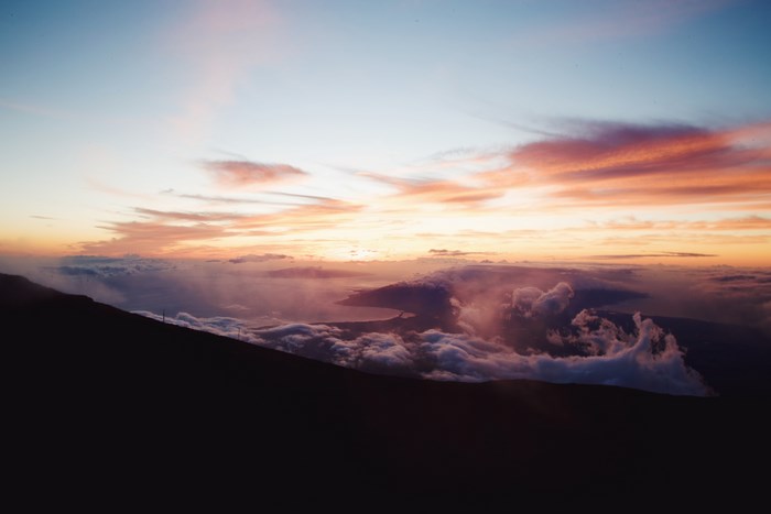 Sunset over clouds from a mountain