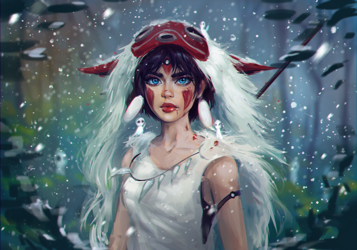 Princess Mononoke in a snowy forest