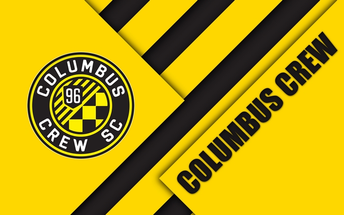 Columbus Crew SC logo and text on yellow background
