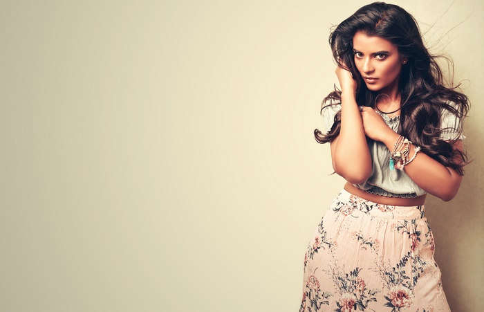 Aishwarya Rajesh in a floral skirt and crop top