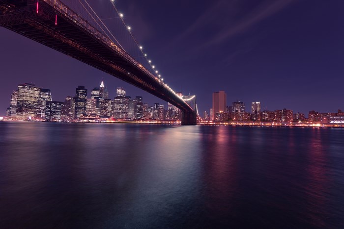Brooklyn Bridge and Manhattan Skyline at Night