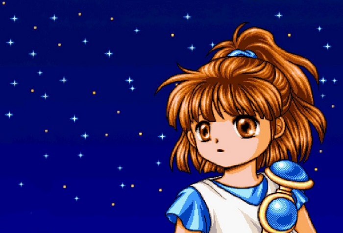 Arle Nadja from Puyo Puyo looking at the night sky
