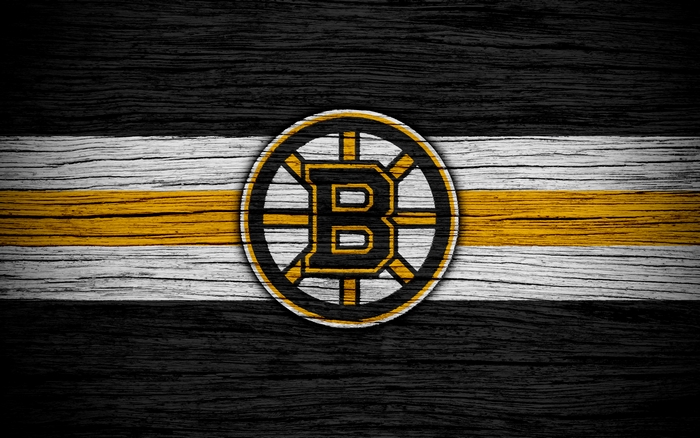 Boston Bruins NHL logo on wood texture